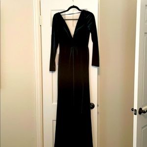 BHLDN forest green velvet dress